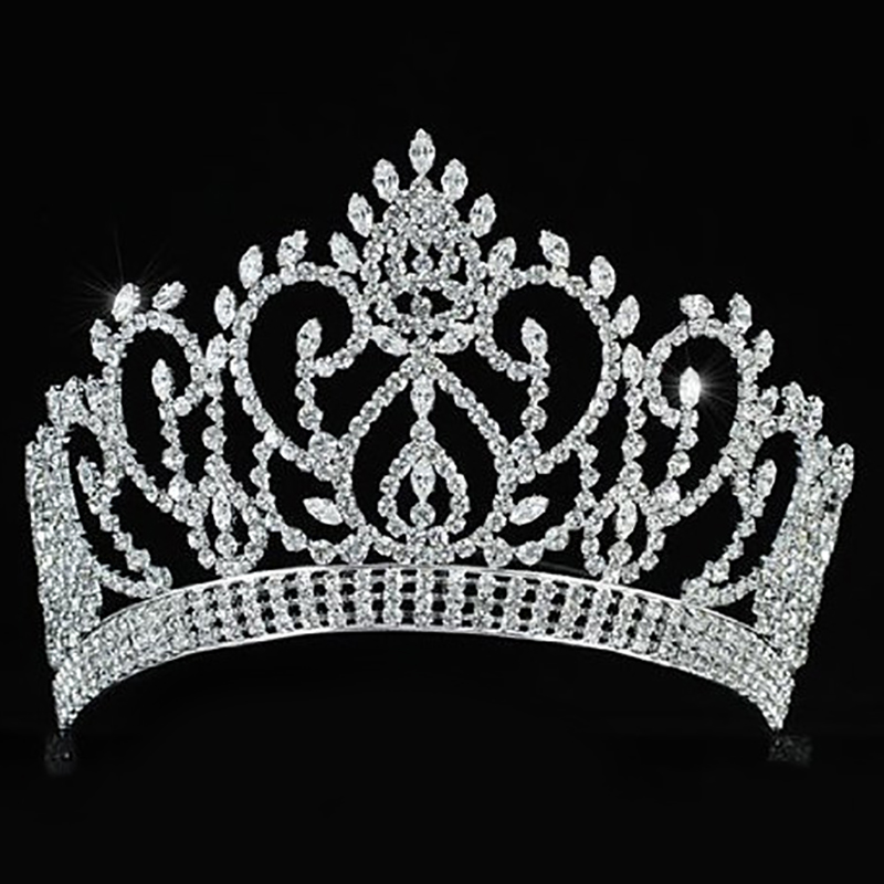 Wholesale Customized Pageant Large Crown White Rhinestone Beauty Crystal Tall Tiara with Light