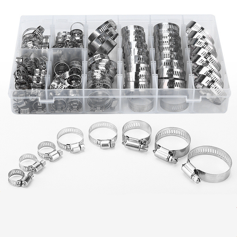 Amazon Hot Selling All-steel 304 Stainless Steel Hose Clamp Clamp 120PCS Set