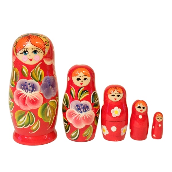 Традиционная русская вложенная кукла «Матрешка» анютины глазки, 5 шт., Хохлома
