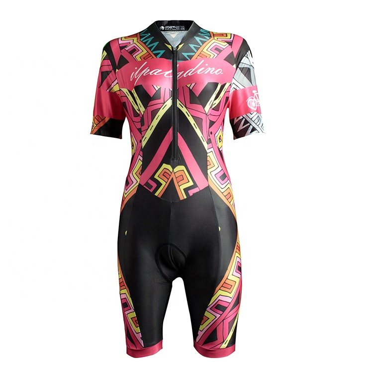 Pro Cycling Jersey Set Triathlon Suit One Piece Women Short Sleeve Jumpsuit Bike Bicycle Cycling Clothing