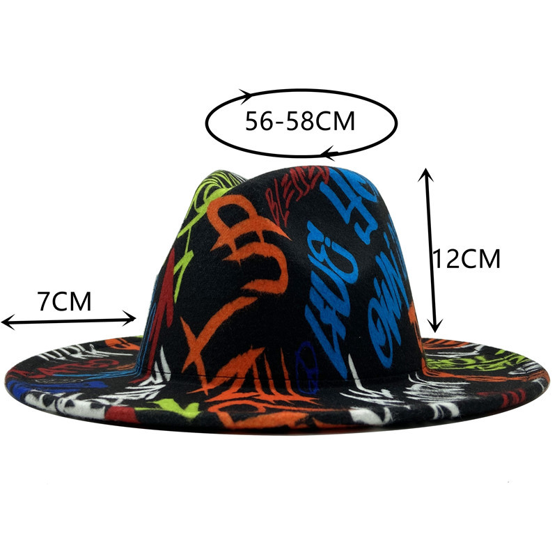 Spring and Autumn Bright Printed Jazz Joker Ou Tie Dye Faux Wool Top Hat