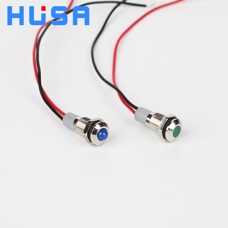 8mm mini hole diameter Metal pilot light waterproof led indicator lamp with 15cm cable or pins Red Green blue yellow white Led