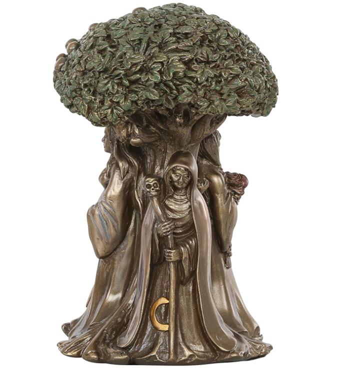 Halloween Statue Altar Cloth Triple Goddess Altar Supplies Kit Cold Cast Bronze 5.5 in Bronze