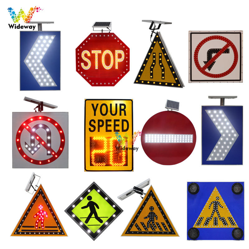 High Visibility Custom Solar Aluminum Reflective LED Road Flashing Warning Traffic Signs
