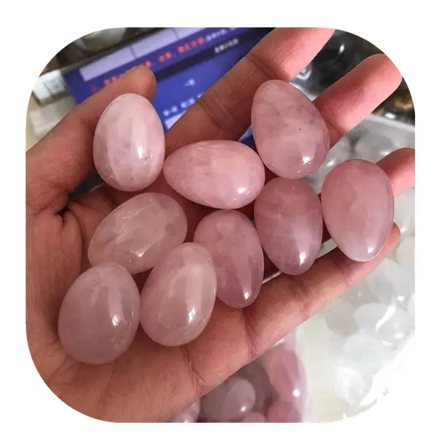 New arrivals Folk Crafts polished mini natural pink rose quartz crystal yoni eggs for sale