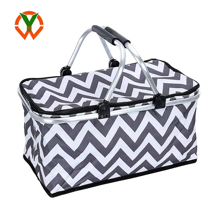 Cheap Large Capacity Insulated Leakproof Collapsible Portable Cooler Design Insulated Picnic Basket For Travel Shopping, Camping