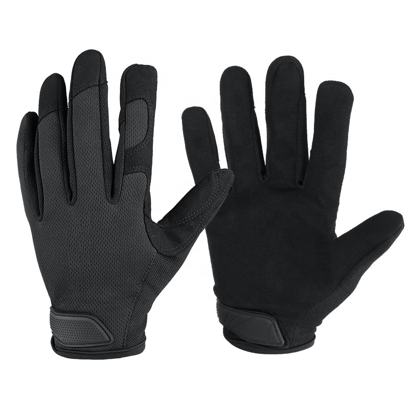 Ozero Smart Touch Plain Black Mesh Back Duty Horse Racing Riding Running Sports Grip Hand Gloves With Touch Screen .