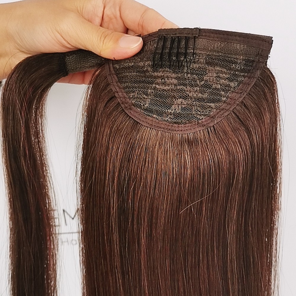Индийские волосы remy для наращивания с креплением, двойные вытянутые класса люкс качества (Реми), человеческие волосы "конский хвост