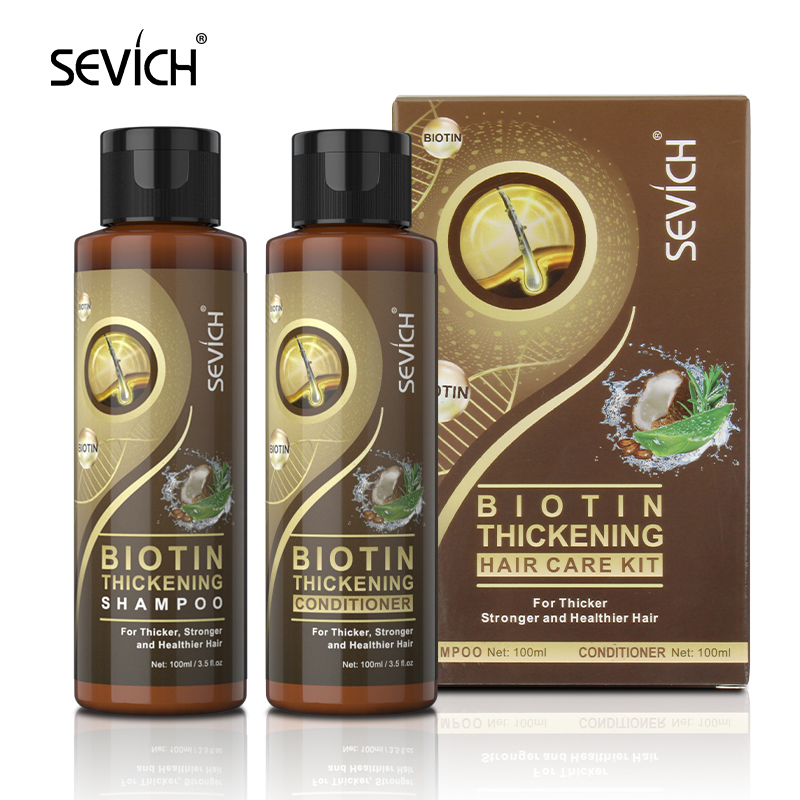 OEM Wholesale Natural Keratin Hair Care kit Thickening Hair Growth Anti Loss Organic Biotin Hair Shampoo and Conditioner