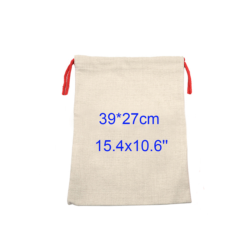 High Quality Sublimation Christmas Santa Sacks Drawstring Bag for custom printing in Medium Size