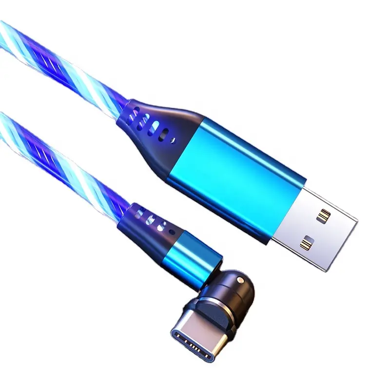 540 Degree Magnetic Fast Charging USB Cable Flowing Light Phone Accessories Cable USB Led Luminous Micro Lighting Data Cables
