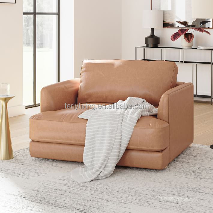 Ferly Hot Sale Haven Leather Chair And a Half Living Room Furniture Single Seat Sofa Chair