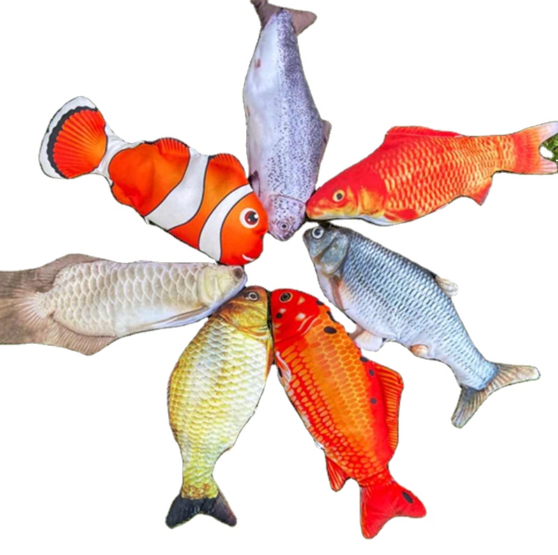 30cm electric light custom made toys plush fish pink for cat in stock