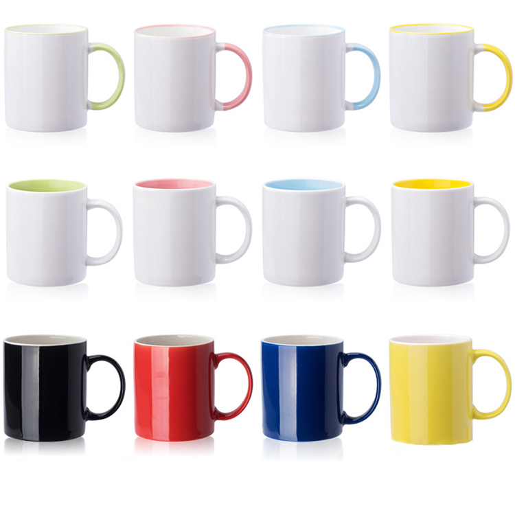 Wholesale colorful white custom sublimation ceramic mug 11oz premium cups porcelain mugs