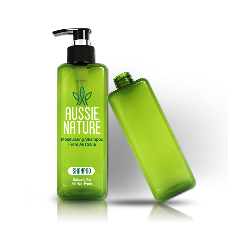 300 ml Eco Friendly Recyclable Plastic Shower Gel Bottle Square Shampoo Pump Bottle