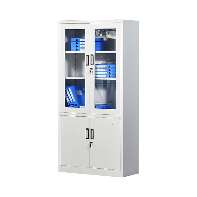 Knock down steel structure glass door office grey storage file cabinet