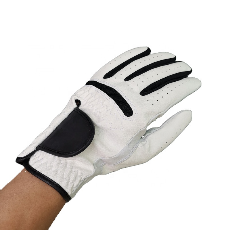 Soft and Comfortable Pearl White Cabretta Leather Golf Glove with Synthetic Leather Face