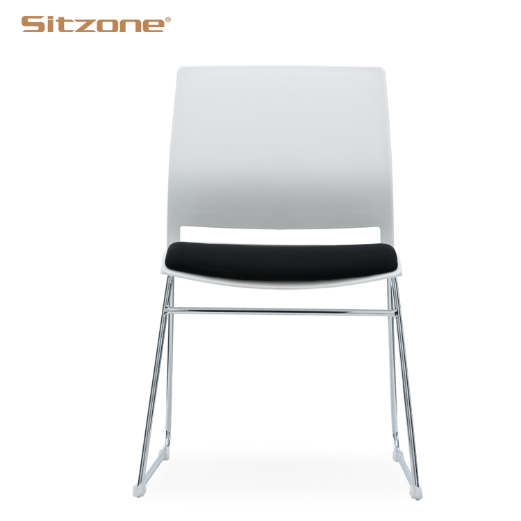 Sitzone factory price white plastic frame stackable office training chair