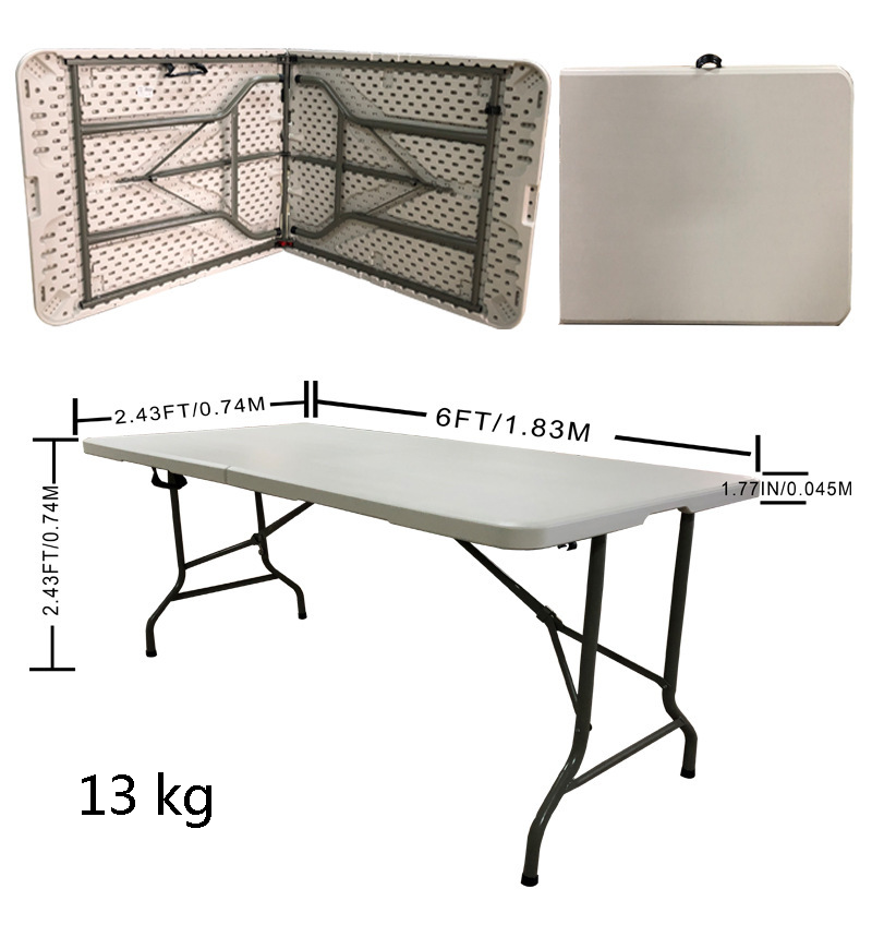Hot sale outdoor portable popular white plastic table HDPE plastic folding table