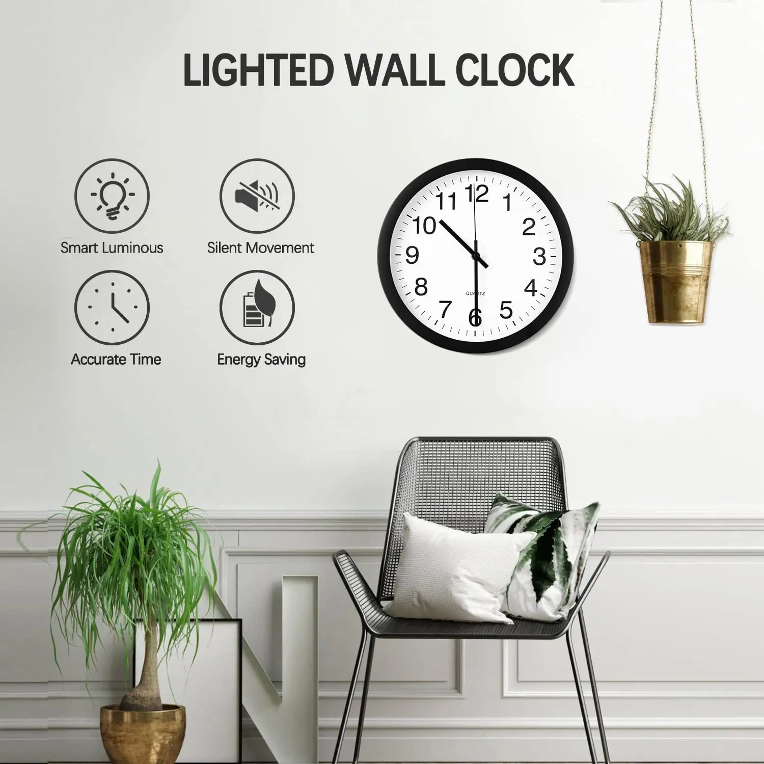 Modern Glow In The Dark Clock 12 Inch Silent Lighted Smart Sensor LED Sound Control Wall Clocks Voice Control Clocks