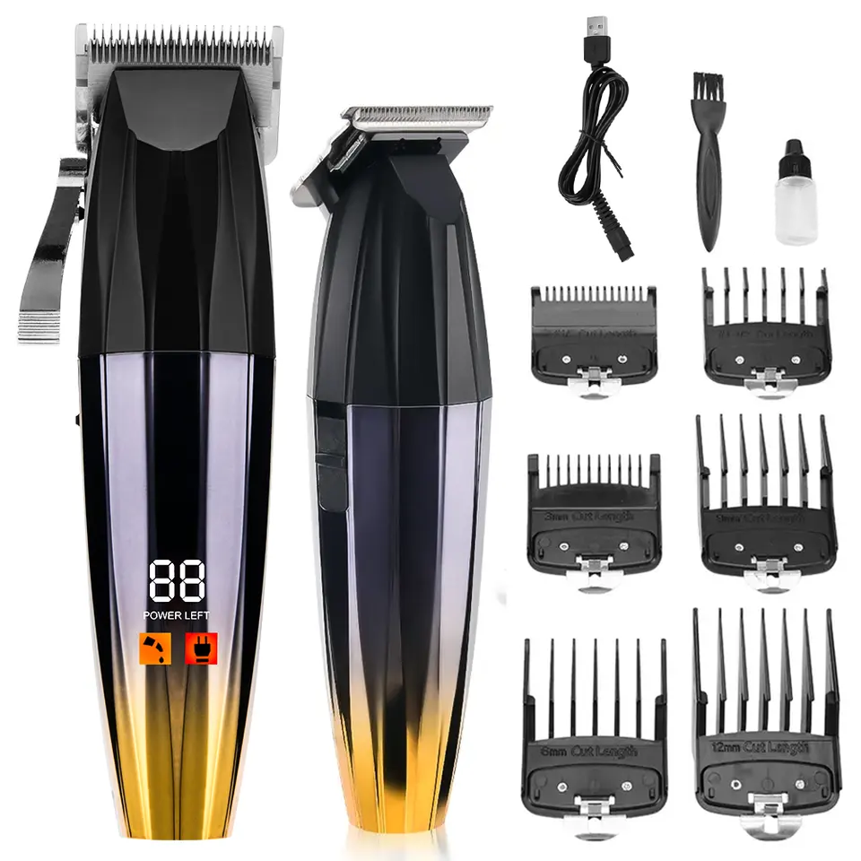 PRITECH Adjustable Blade Led Display Cordless Electric Professional Hair Clipper for men