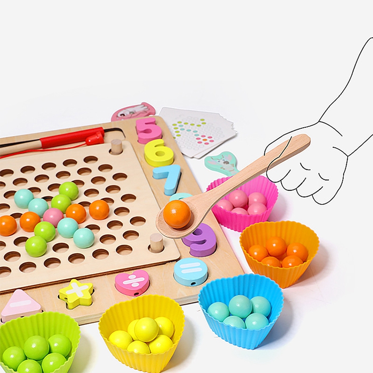 High quality children educational wooden catching fish puzzle board toy wooden clip fishing game