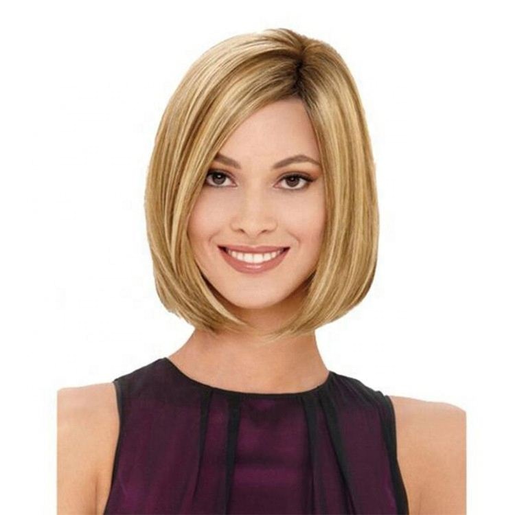 Ready ship Women's Short Straight Wig Mid-point Bangs Wig Headgear