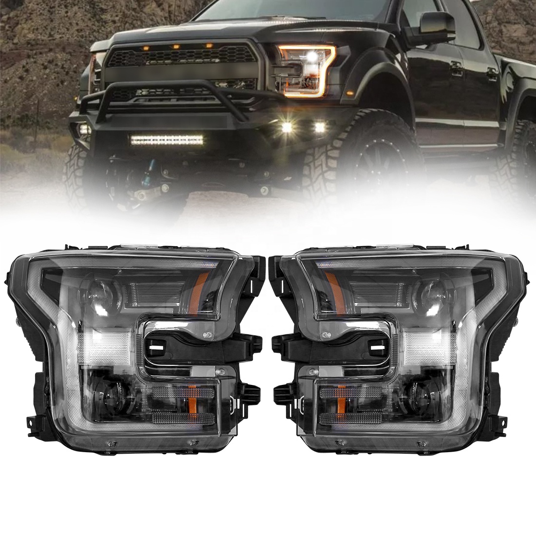 Фара передняя светодиодная F150 с последовательным индикатором, для Ford F150 2015 2016 2017