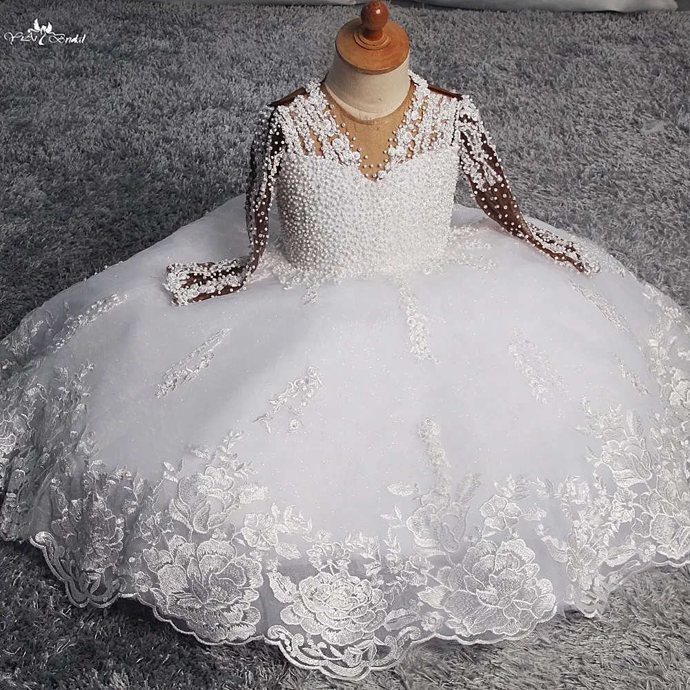 FG85 Custom Made Africa Flower Girl Dresses Wedding Kids First Communion Dress White