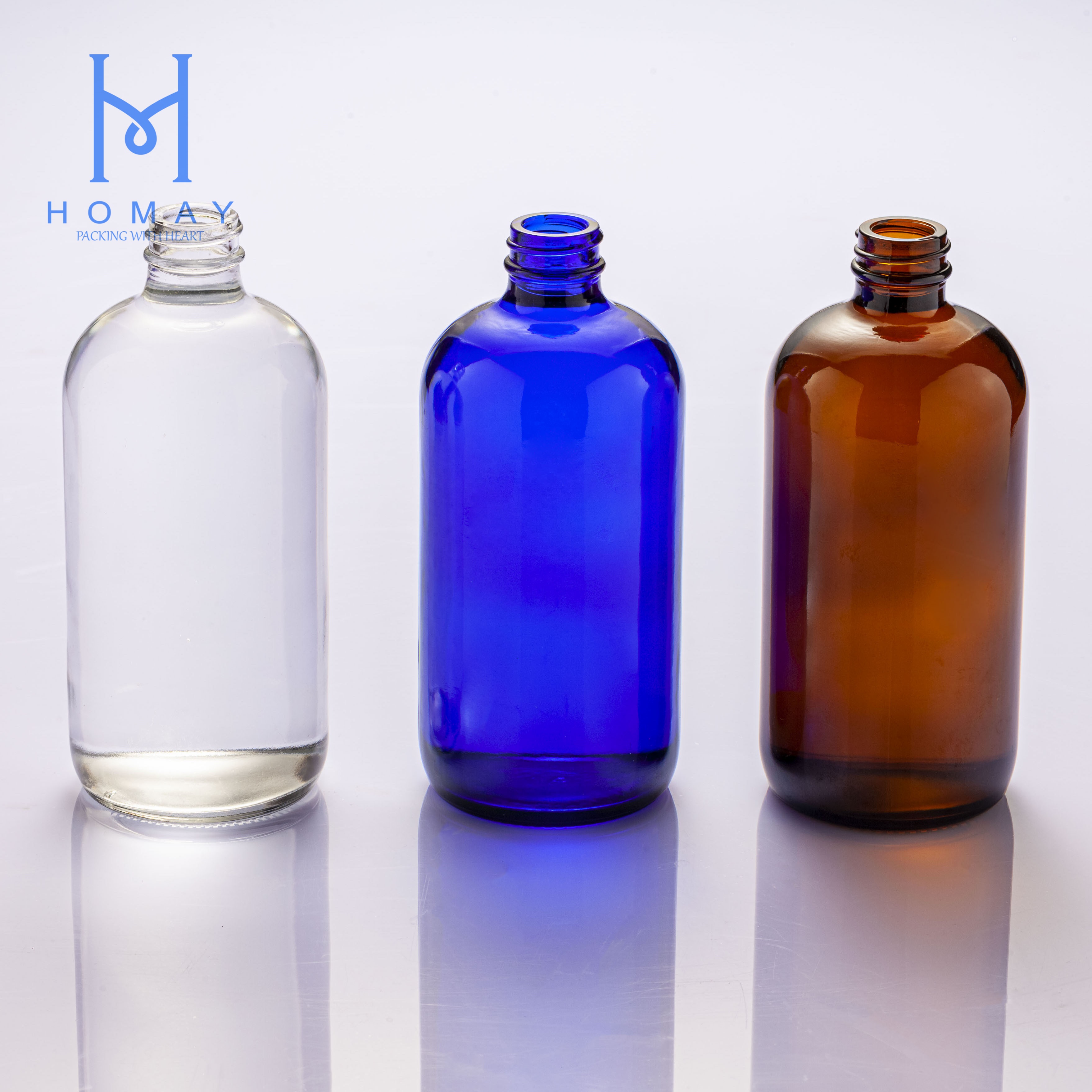 Big size capacity 500ml 480ml 16oz boston round glass bottles clear used for spirits coffee