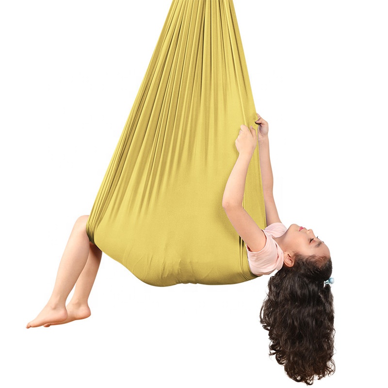 Indoor Therapy Swing for Kids Child and Teens Soft Hammock Swing for Children Yoga Sensory Integration Outdoor Camping(gold)