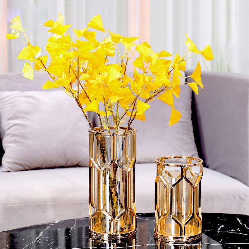 Decorative wedding vase glass flower wholesale metal vase for table centerpieces