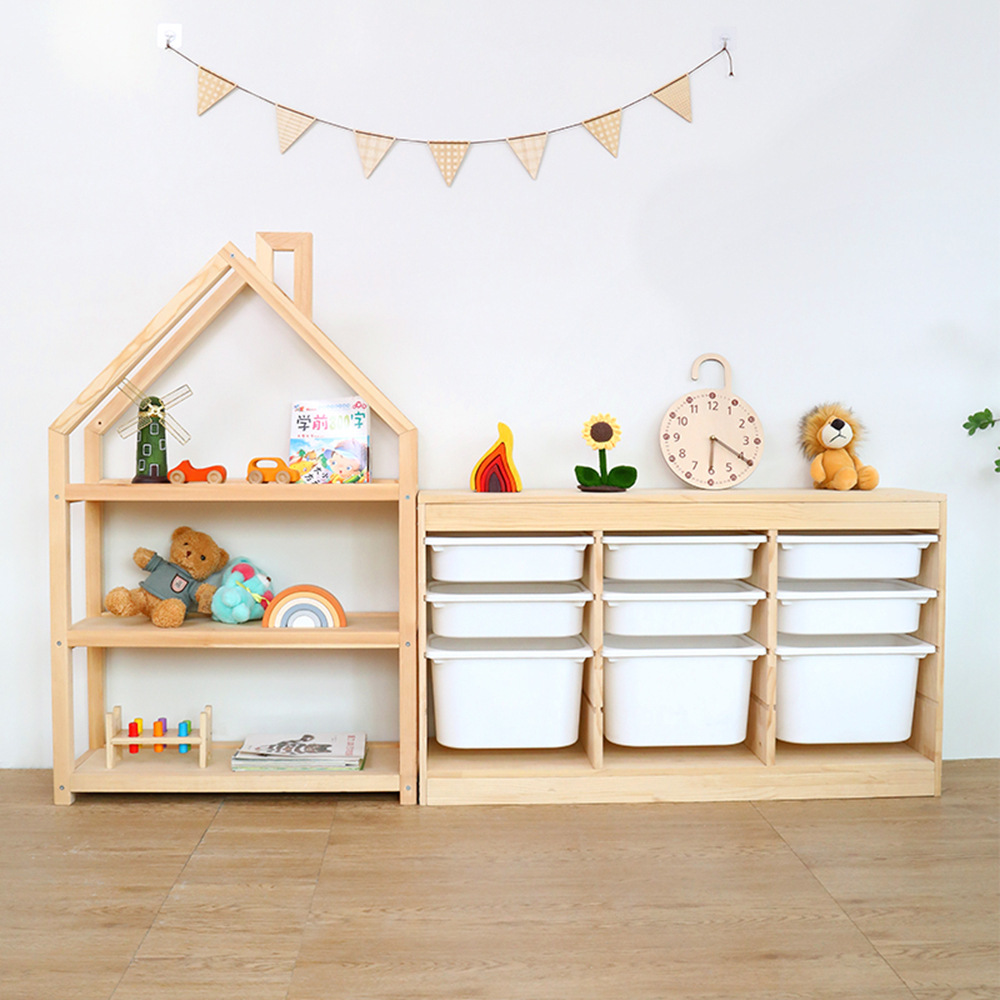 Kids' House Toys Storage Cabinet Book Shelf Toy Organizer Wooden Children's Room Kids Bedroom Furniture