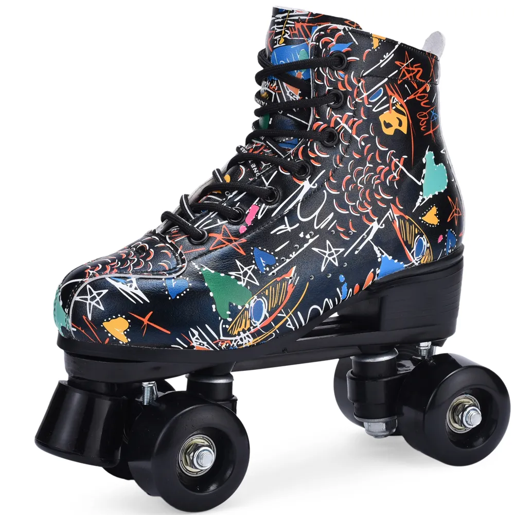 Custom Unisex PU Leather Skating Shoes Training Roller Skate Roller Shoes For Men Women