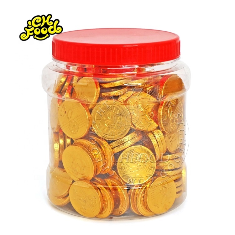 Лидер продаж, золотые шоколадные монеты в банке, 200 шт.
