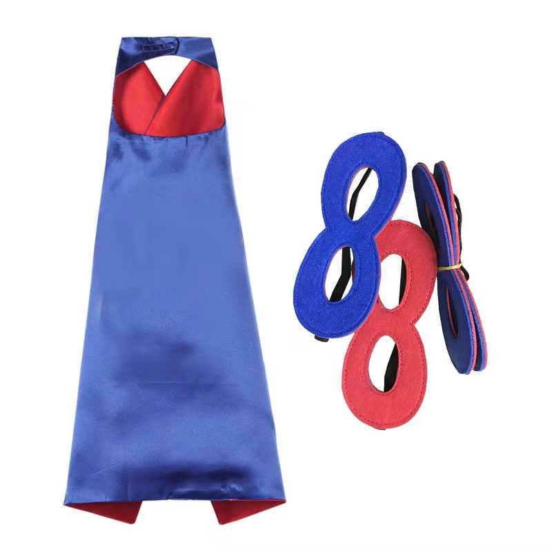 halloween costume party 2 layer 70*70cm oem logo custom kids hero capes and masks
