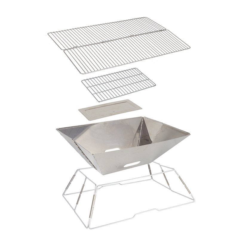 Portable multi-functional folding Barbeque grill Stainless steel charcoal stove picnic portable stove for outdoor BBQ