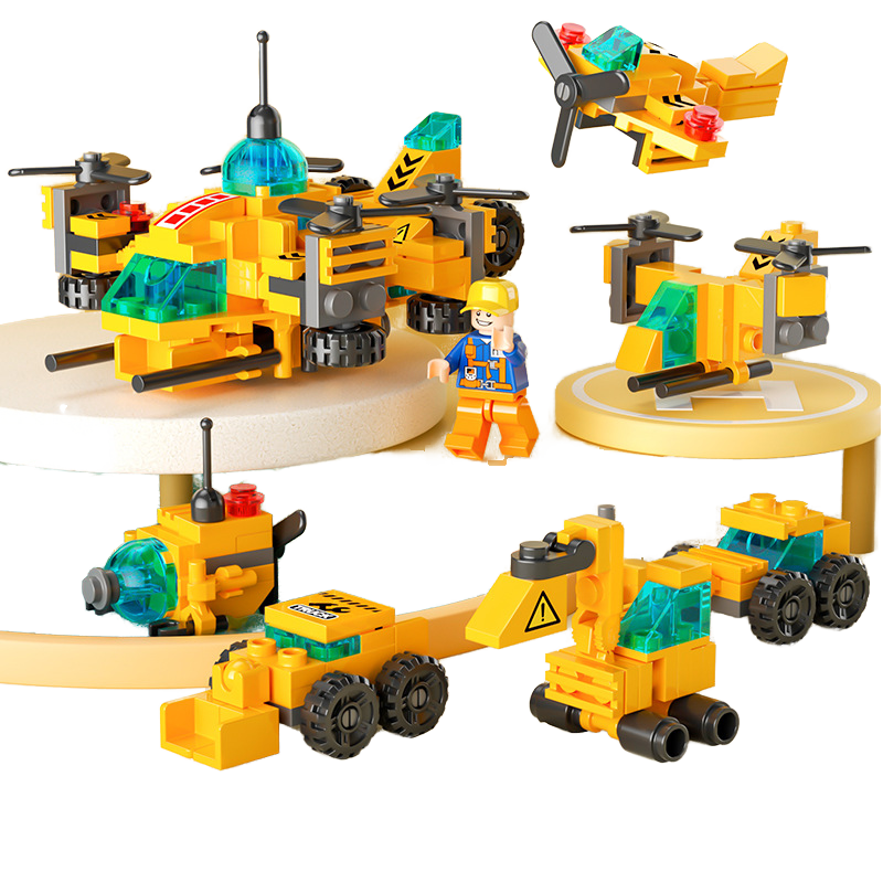 Unisex Building Block Set of Urban Construction Vehicles and Facilities for 2-4 Year Olds Made of Durable Plastic
