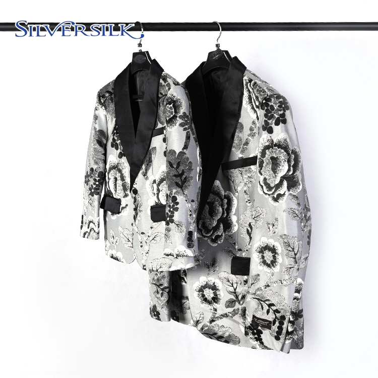 High quality OEM fancy elegant flocked floral suit jakcket men blazer slim fit