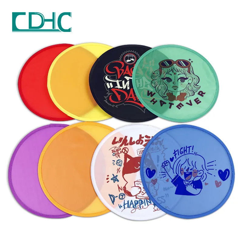 Sublimation blank customized logo Foldable Fan with pouch Pet Flying disc