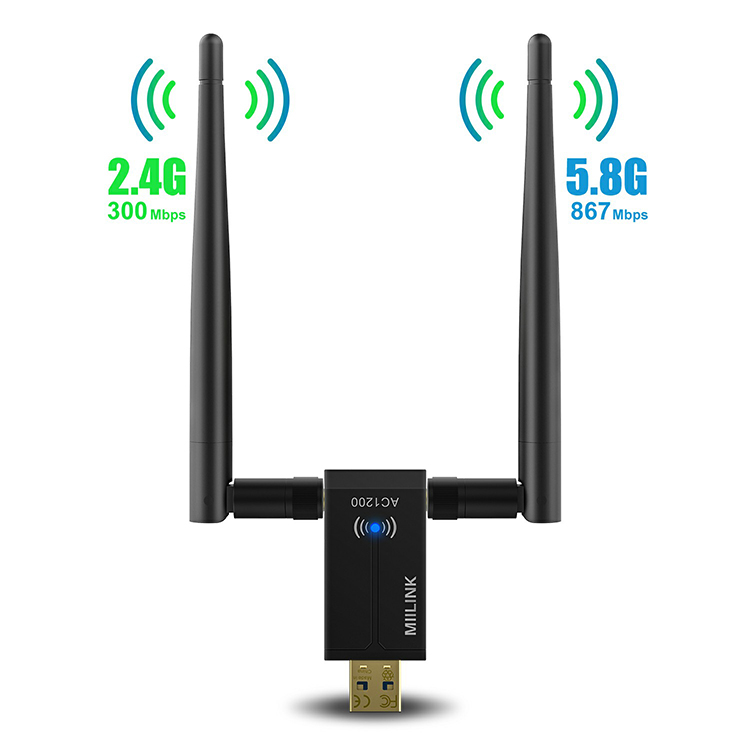 Беспроводной USB 1200 ТВ Wi-Fi адаптер приемник компьютерный сетевой адаптер 2,4 Мбит/с две антенны 5 дБи G/5G Wi-Fi USB