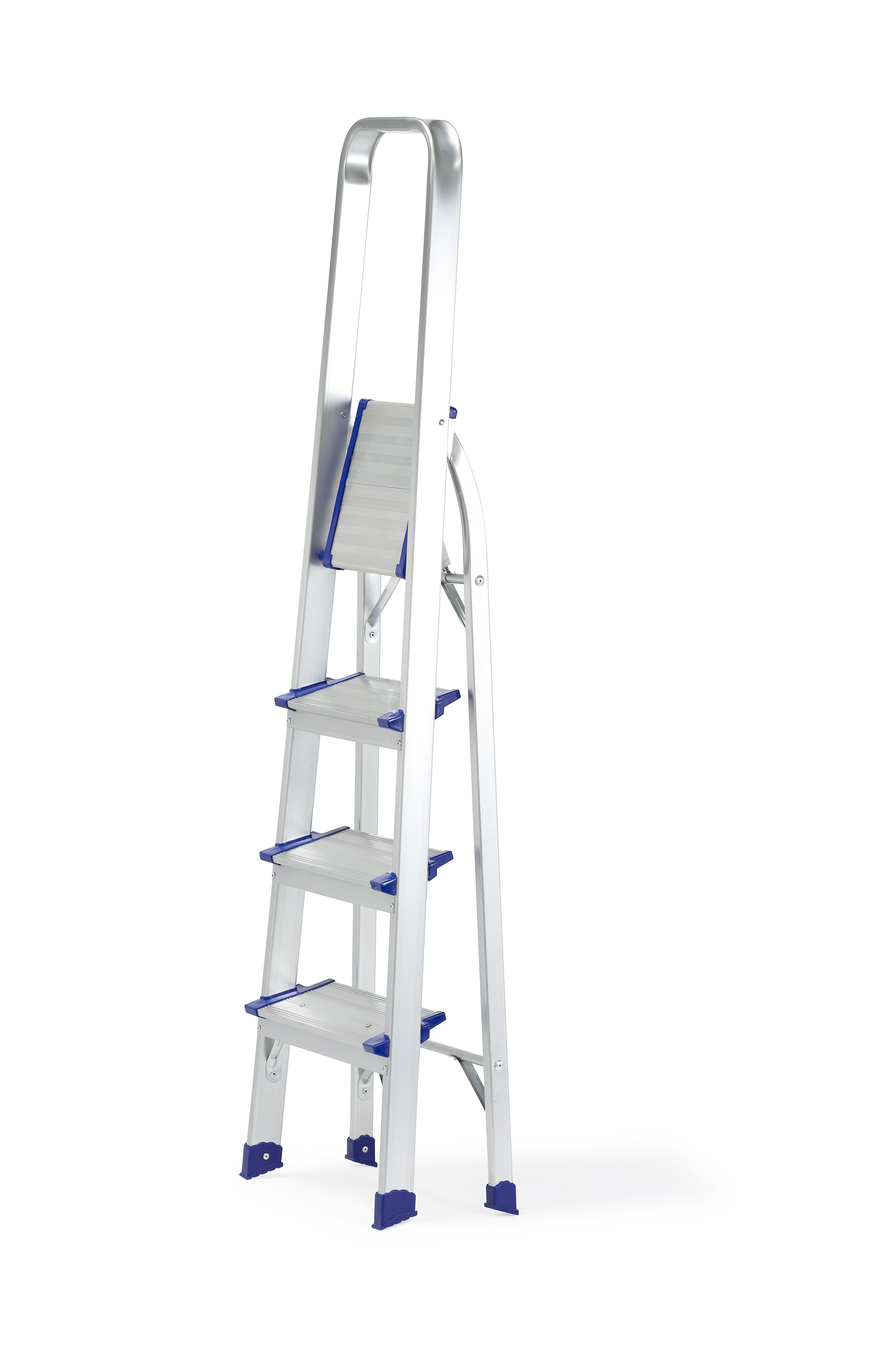 MOQ 200 PCS 5 Steps to 8 Steps Household Folding Aluminum Ladder With Handrail  Domestic Compact Foldable Ladders With Handle