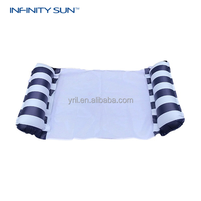 Infinity Sun customized high quality striped inflatable floating mat clip net floating row Water toy deck chair floating bed