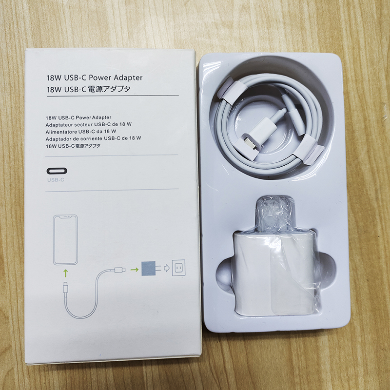 Оригинальный USB-C PD QC3.0 18 Вт USB c PD Wall комплект дорожного зарядного устройства стандарта ЕС, США, Великобритании Подключите зарядное устройство с кабелем для iPhone быстрой зарядки