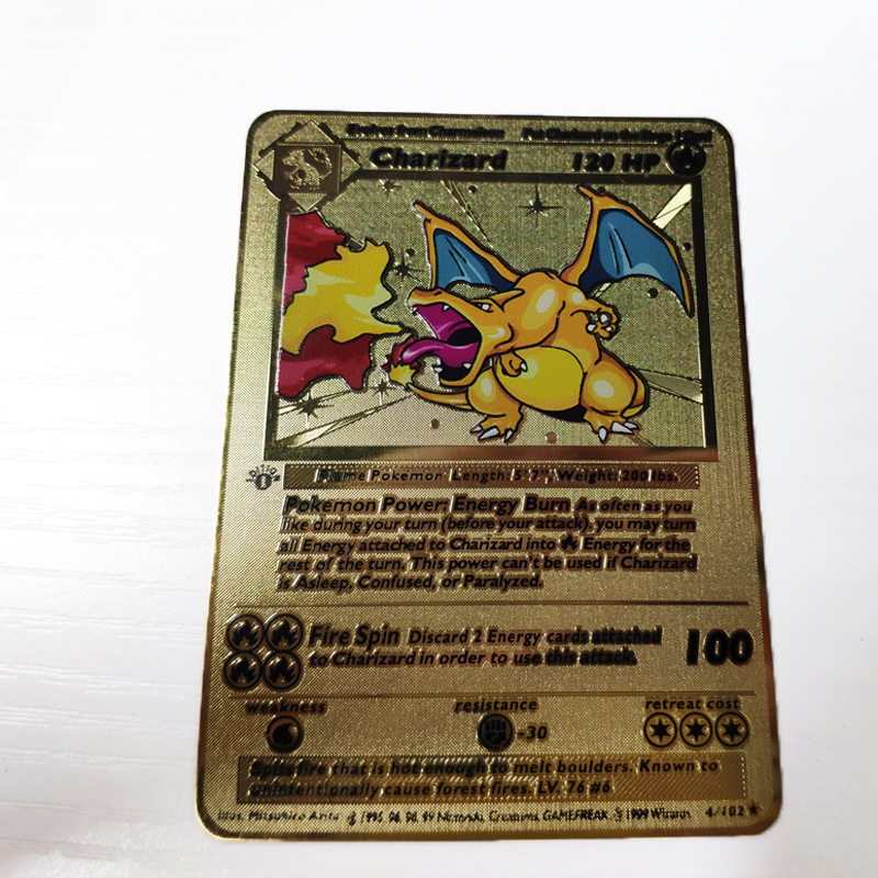 Бестеневая карточка ошибки Charizard Psa 7 Pokemon Card, нержавеющая сталь, металл 24K, золотой материал, французская Торговая карта