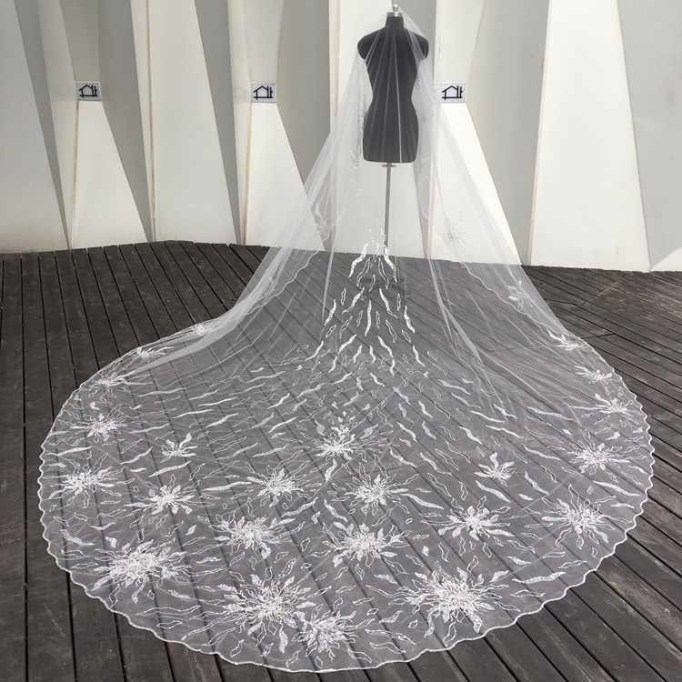 2021 New Popularity Hot Sale Products Chapel Ivory Wedding Veil For Lace