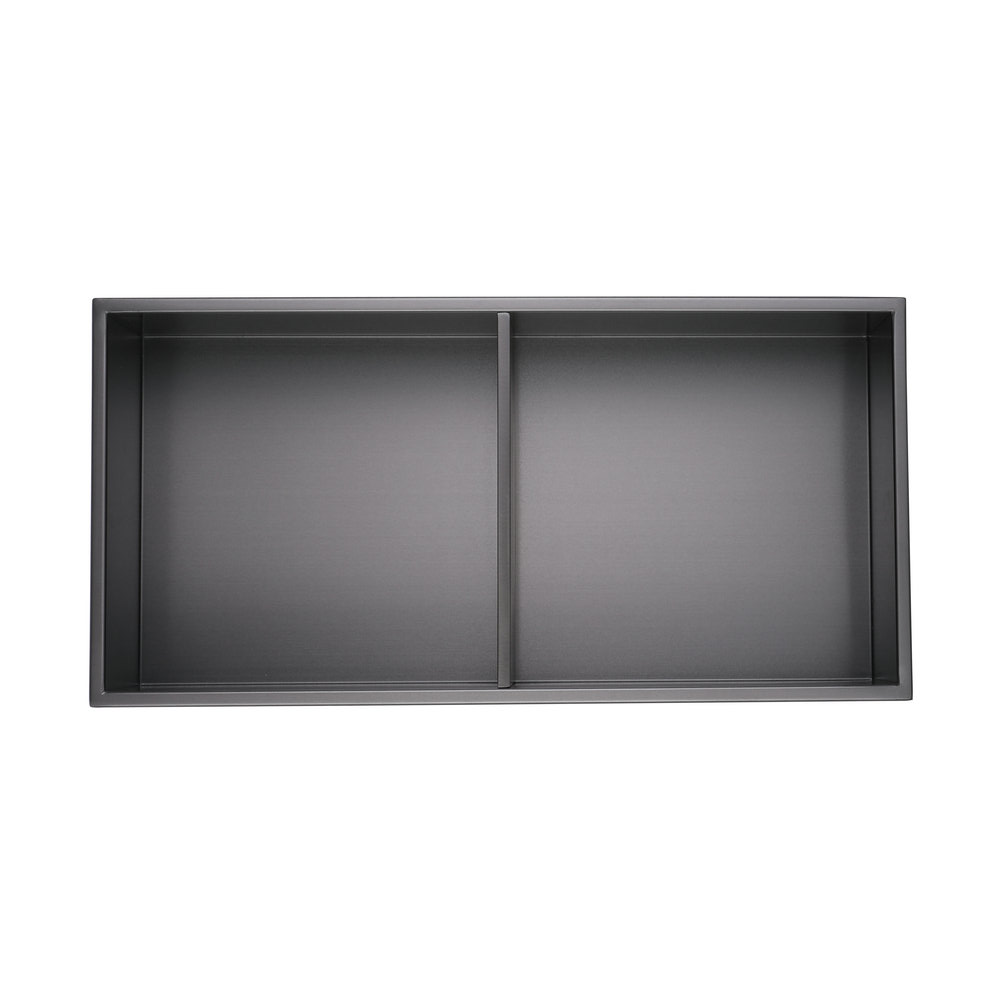 Foshan HANC factory matt black brush SUS304 stainless steel niche with double shelf for bathroom shower or home wall decoration