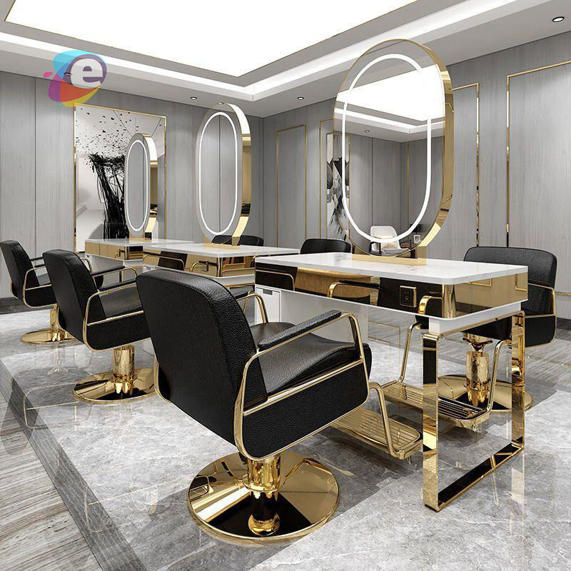 Custom Made Fashion salon hair salon mirror Wooden Hair salon mirror Showcase For Sale
