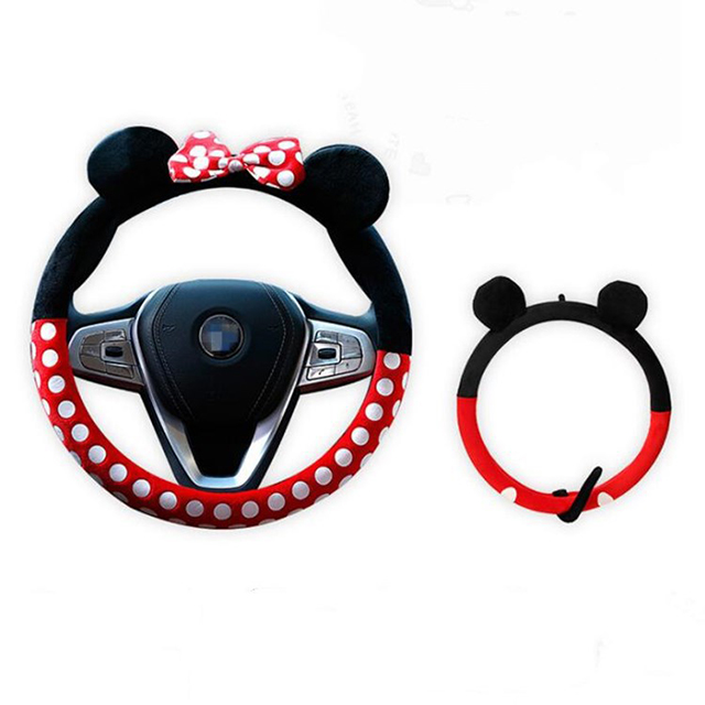 Cute cartoon car steering wheel accessory set for female car styling bow cute steering wheel cover car accessories
