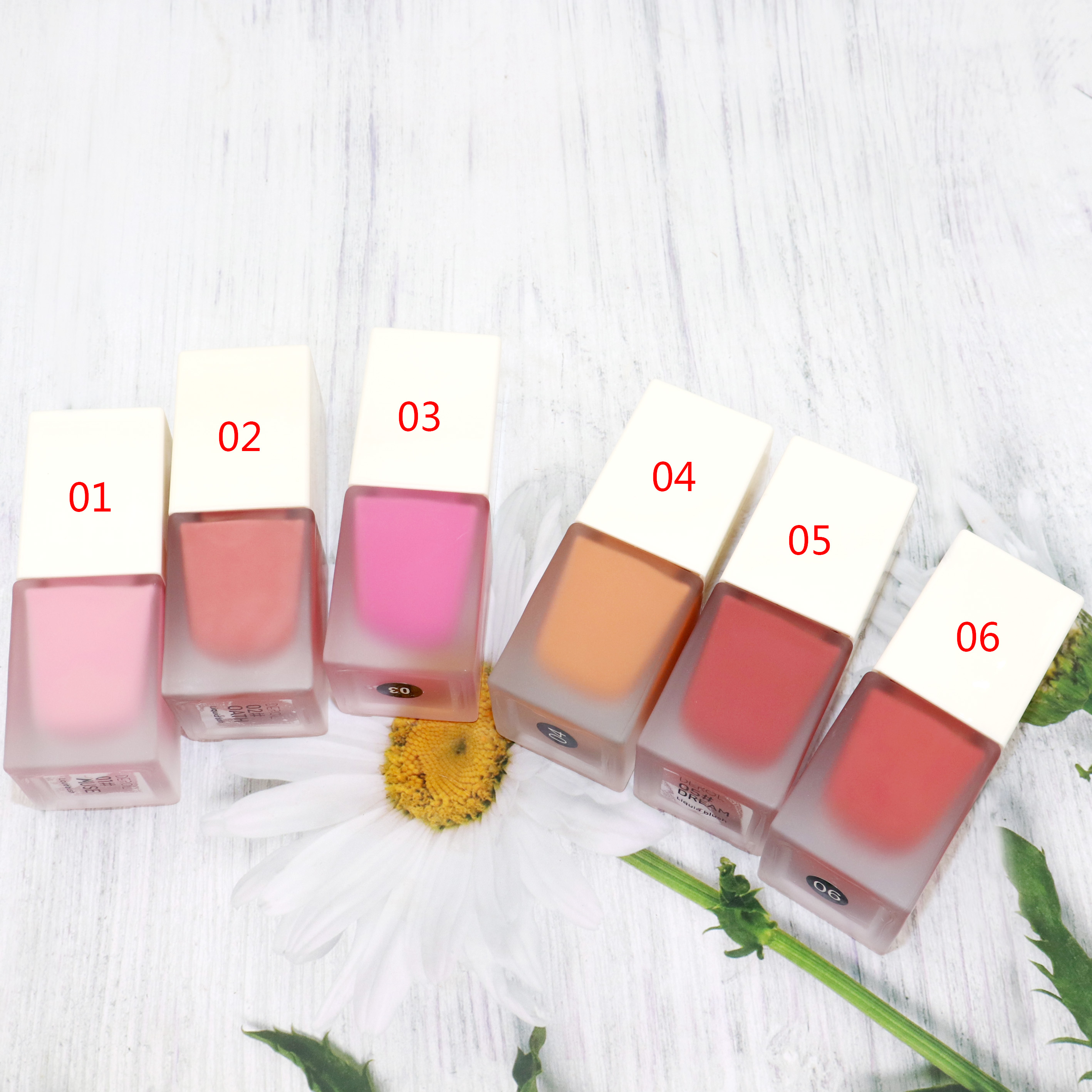 Cream blush private label 6 colors liquid blush glass bottle vegan blusher